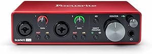 Focusrite Scarlett 2i2 3rd Gen USB Audio Interface for Recording, Songwriting, Streaming and Podcasting — High-Fidelity, Studio Quality Recording, and All the Software You Need to Record