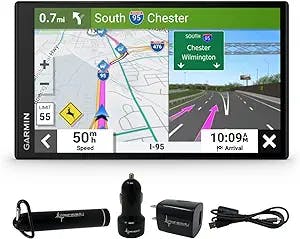 Garmin DriveSmart 76, 7-inch Car GPS Navigator with Bright, Crisp High-Res Maps and Voice Assist with Wearable4U Power Pack Bundle
