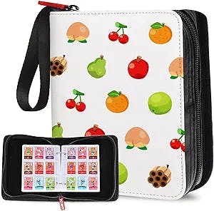 MZZNX 495 Pockets Binder Holder for Animal Crossing Mini Amiibo Cards, 1.3"x1" ACNH NFC Tag Game Mini Cards Holder (Fruit Plus)