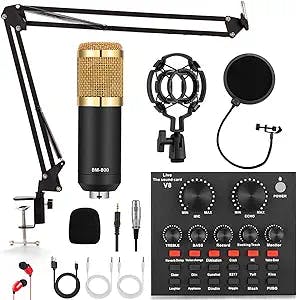 Podcasting like a pro with ALPOWL's Gold Podcast Equipment Bundle!