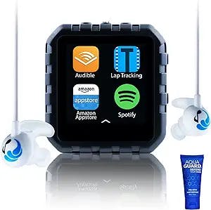 Waterproof Delphin Smart Player Bundle for Swimming - Compatible with Audible, Spotify, and More! (8GB, Swimbuds Sport)