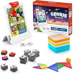 Osmo - Genius Starter Kit for iPad - 5 Educational Learning Games - Ages 6-10 - Math, Spelling, Creativity & More - STEM Toy Gifts for Kids, Boy & Girl - Ages 6 7 8 9 10 (iPad Base Included)